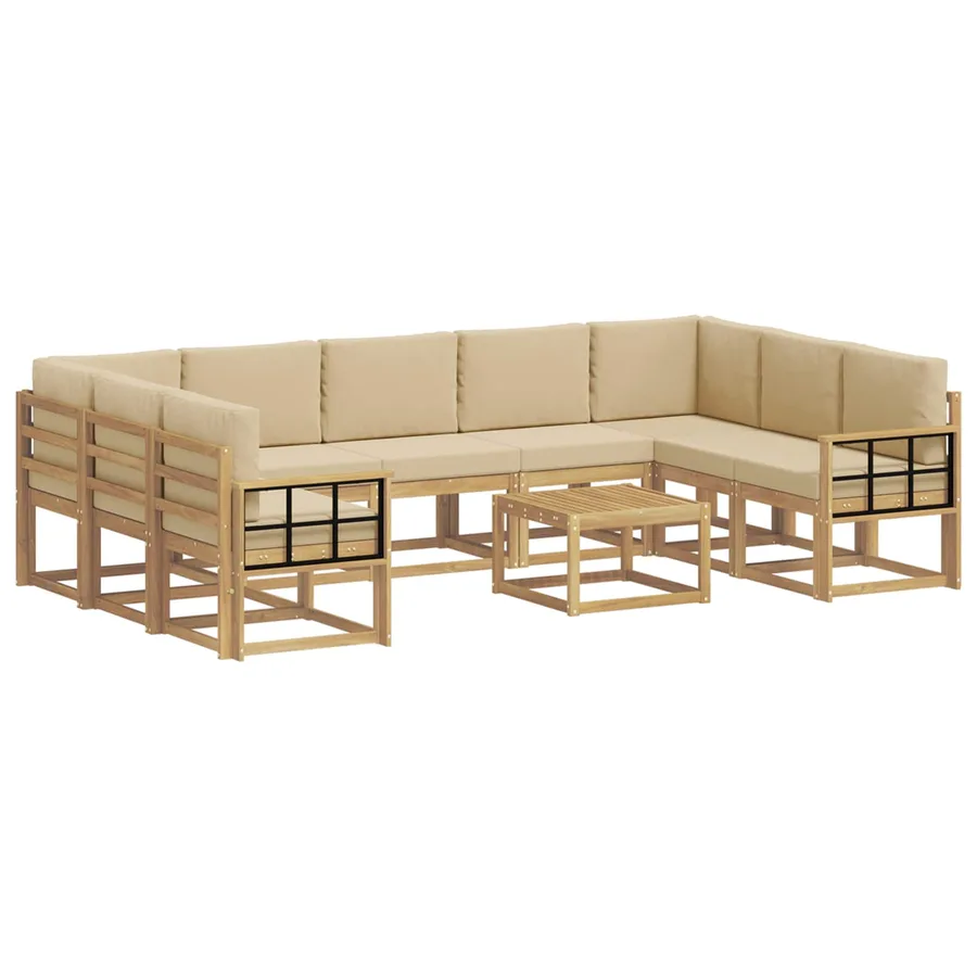 Ensemble de canapés d'extérieur 10 pcs Blanc et Beige - 2