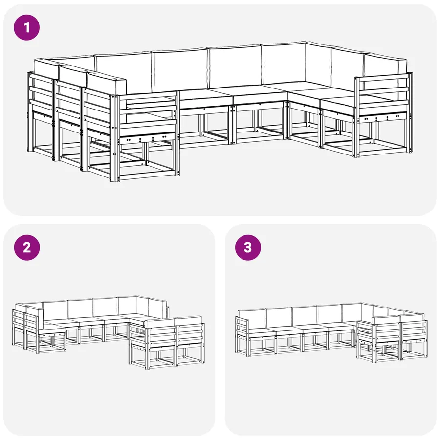 Ensemble de canapés d'extérieur 9 pcs Blanc et anthracite - 7