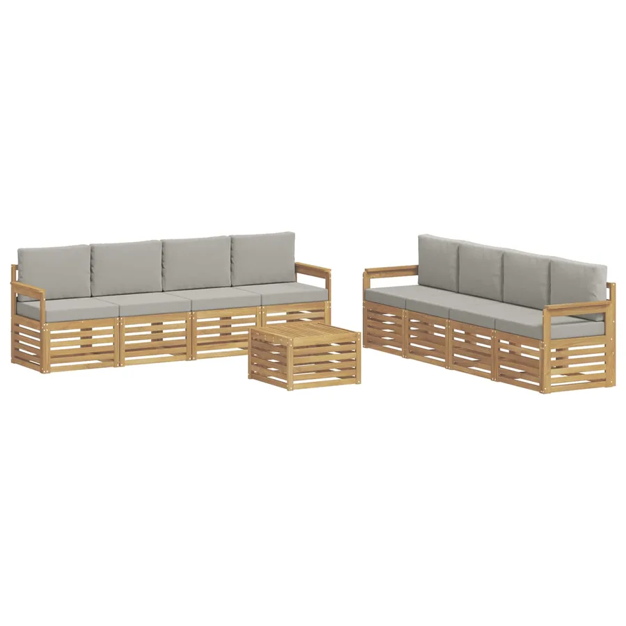 Ensemble de canapés d'extérieur 9 pcs Blanc et gris clair - 2