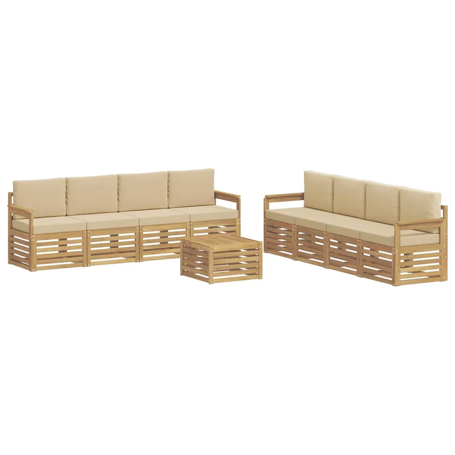 Ensemble de canapés d'extérieur 9 pcs Blanc et Beige - 2