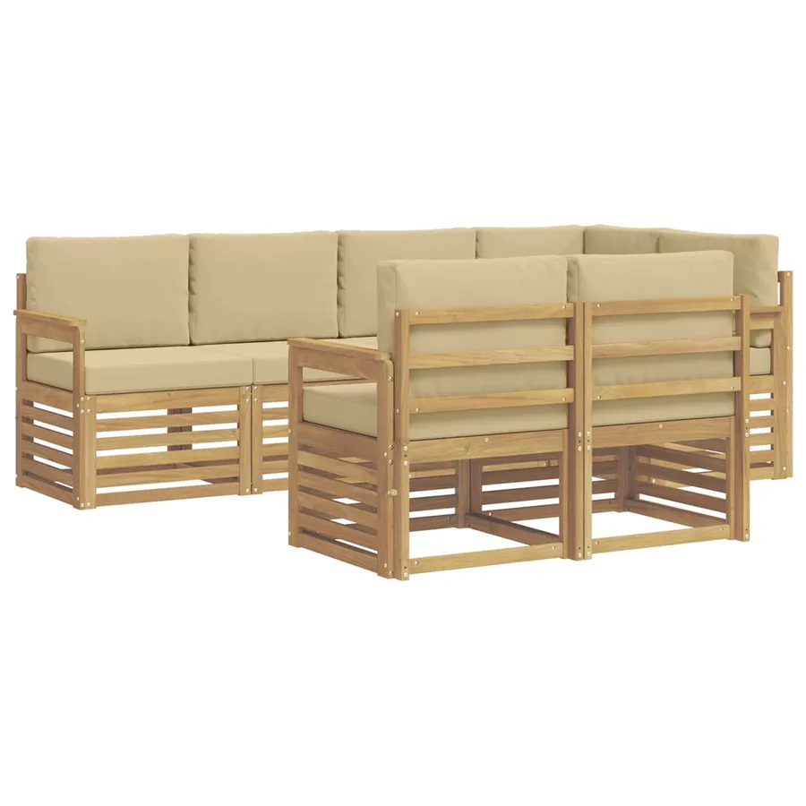 Ensemble de canapés d'extérieur 7 pcs Blanc et Beige - 2
