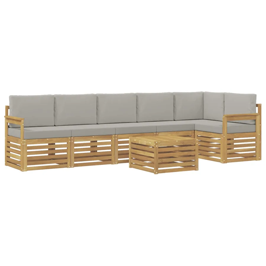 Ensemble de canapés d'extérieur 7 pcs Blanc et gris clair - 2