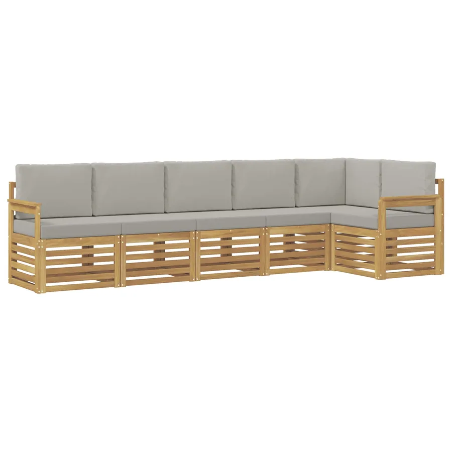 Ensemble de canapés d'extérieur 6 pcs Blanc et gris clair - 2