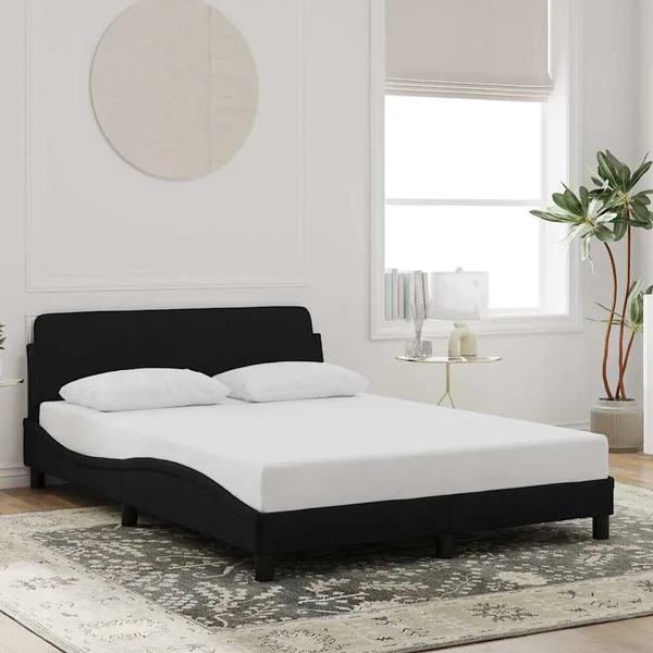Cadre de lit Dover noir 140x200 cm velours