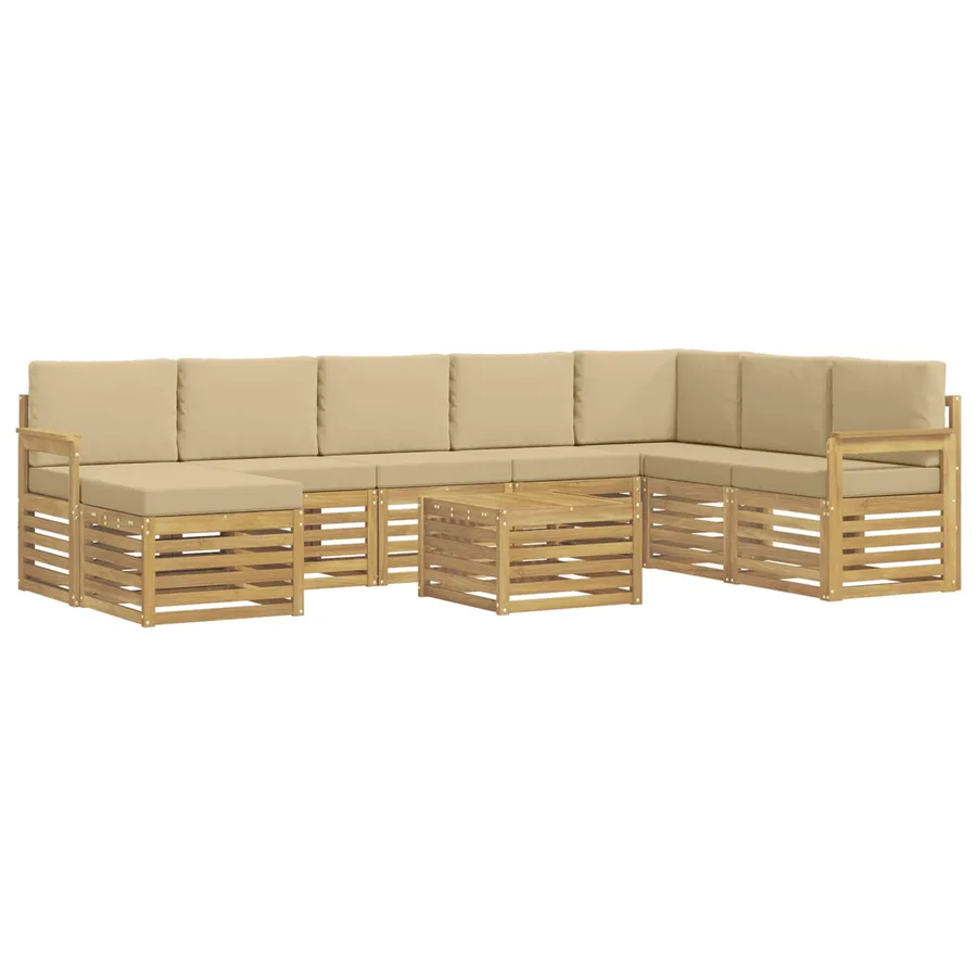 Ensemble de canapés d'extérieur 7 pcs Blanc et Beige - 2