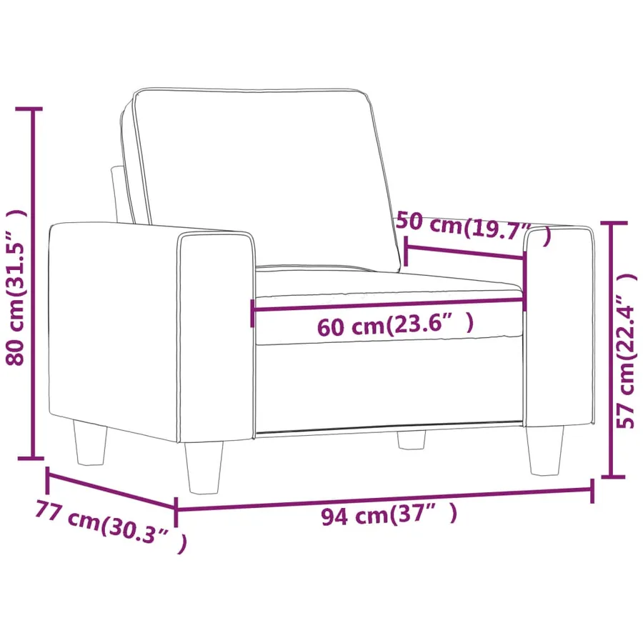 Fauteuil Gris foncé 60 cm Tissu - 8