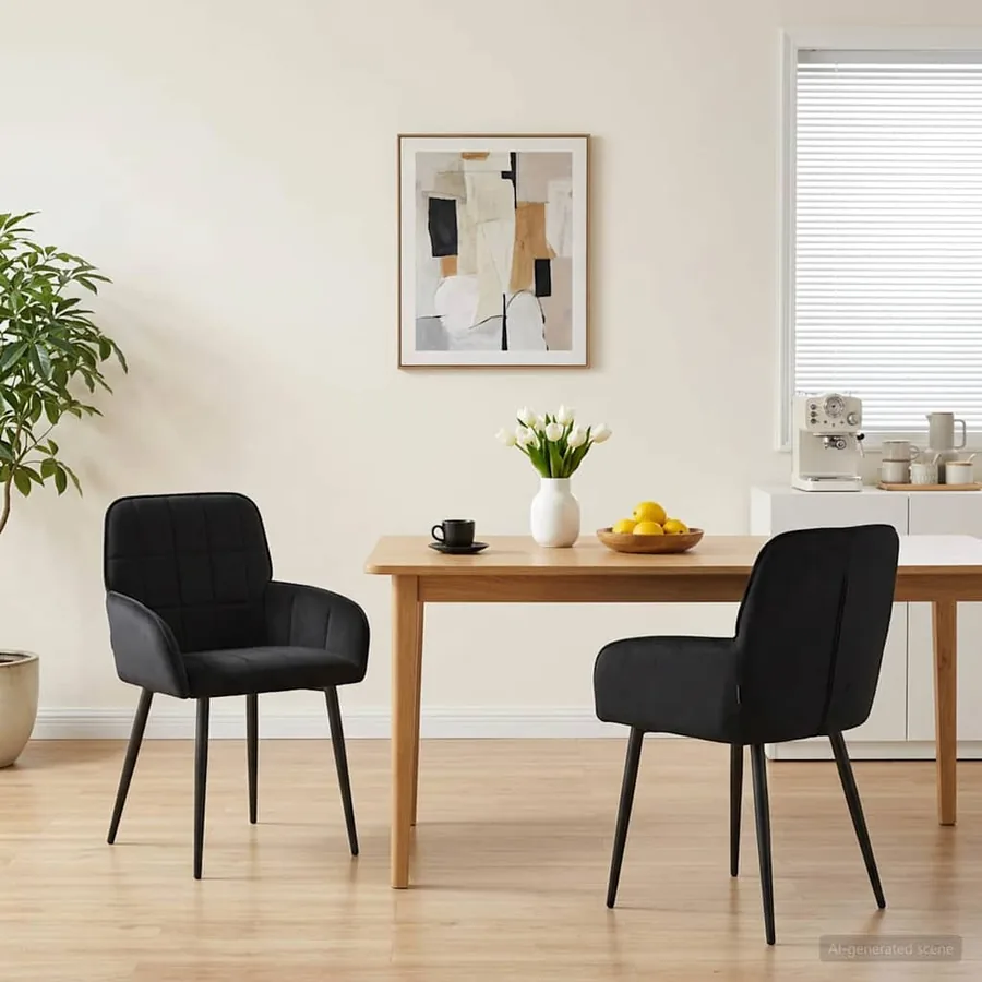 Chaises de salle à manger 2 pcs Velours Noir 57 x 50 x 85 cm