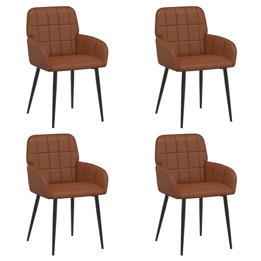 Chaises de salle à manger 4 pcs Simili cuir Marron - 2