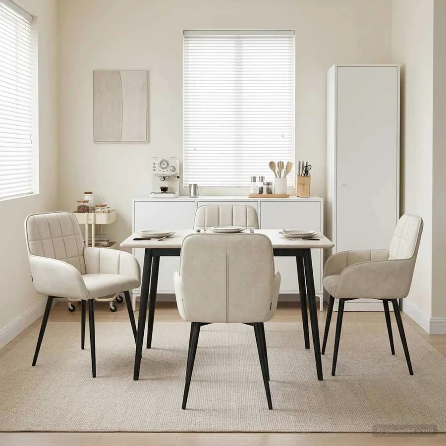 Chaises de salle à manger 4 pcs Velours Crème 57 x 50 x 85 cm
