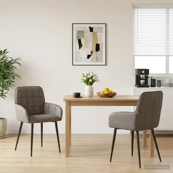 Chaises de salle à manger 2 pcs Simili cuir Gris