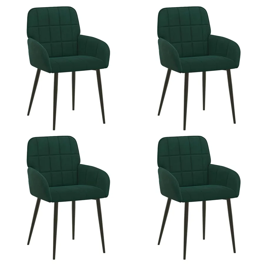 Chaises de salle à manger 4 pcs Velours Vert foncé - 2