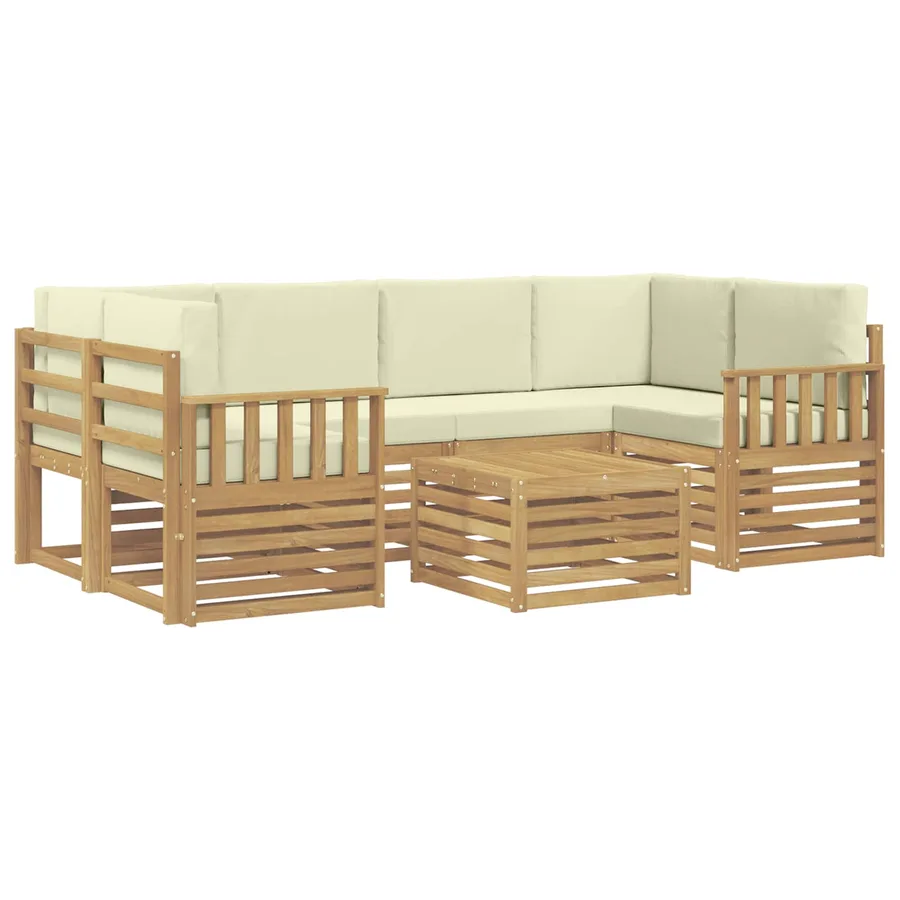 Ensemble de canapés d'extérieur 7 pcs Blanc et crème Polyester - 2