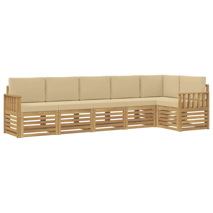 Ensemble de canapés d'extérieur 6 pcs Blanc et Beige - 2