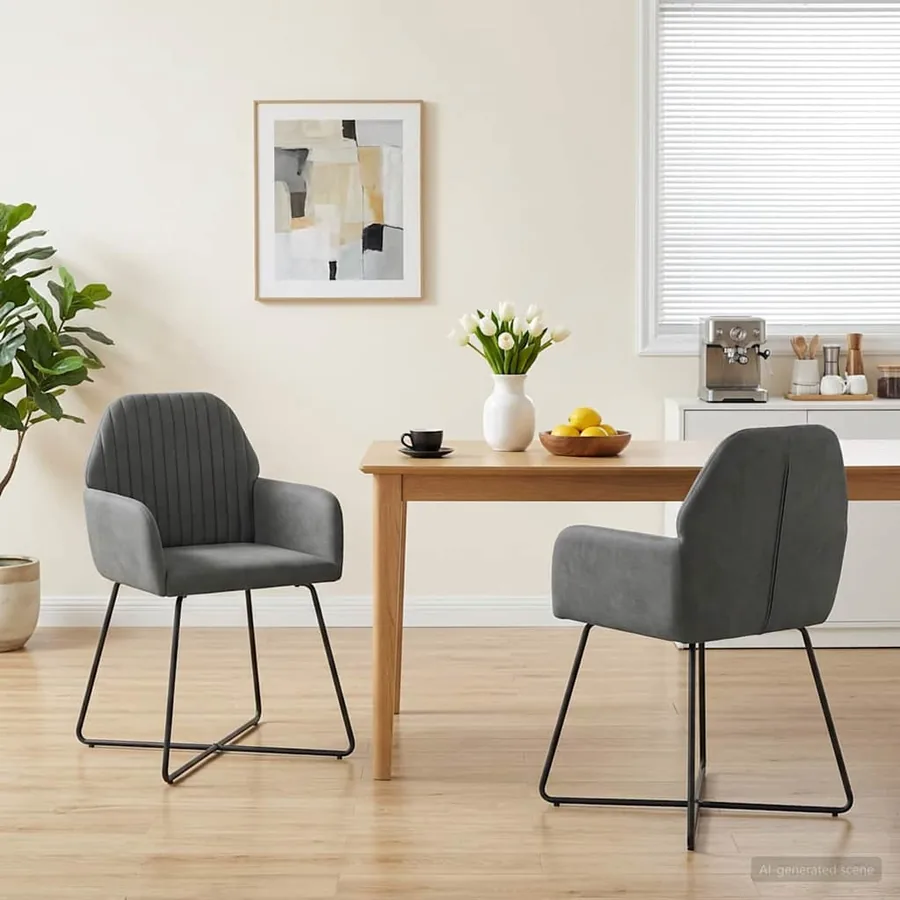 Chaises de salle à manger 2 pcs Velours Gris foncé