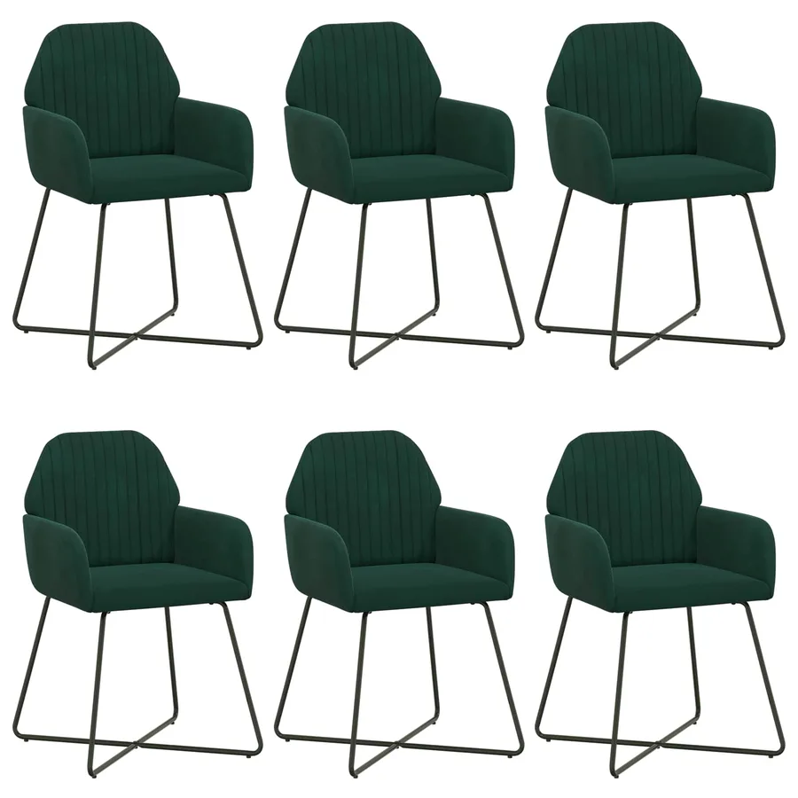 Chaises de salle à manger 6 pcs Velours Vert foncé - 2