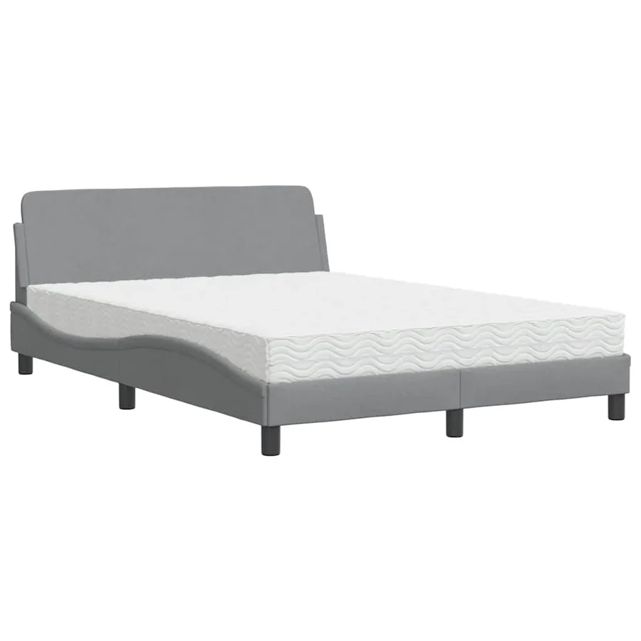 Lit avec matelas Dover gris clair 140x200 cm tissu - 2