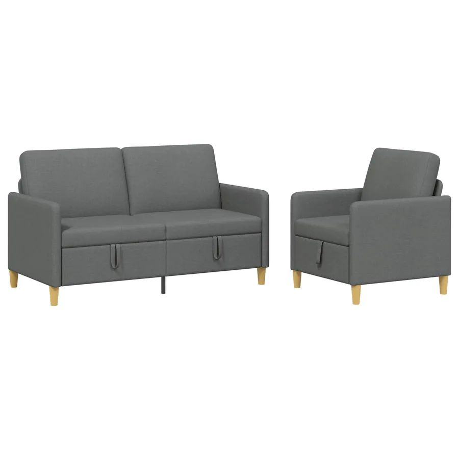 Canapé avec rangement 2 pcs Gris foncé Polyester - 2