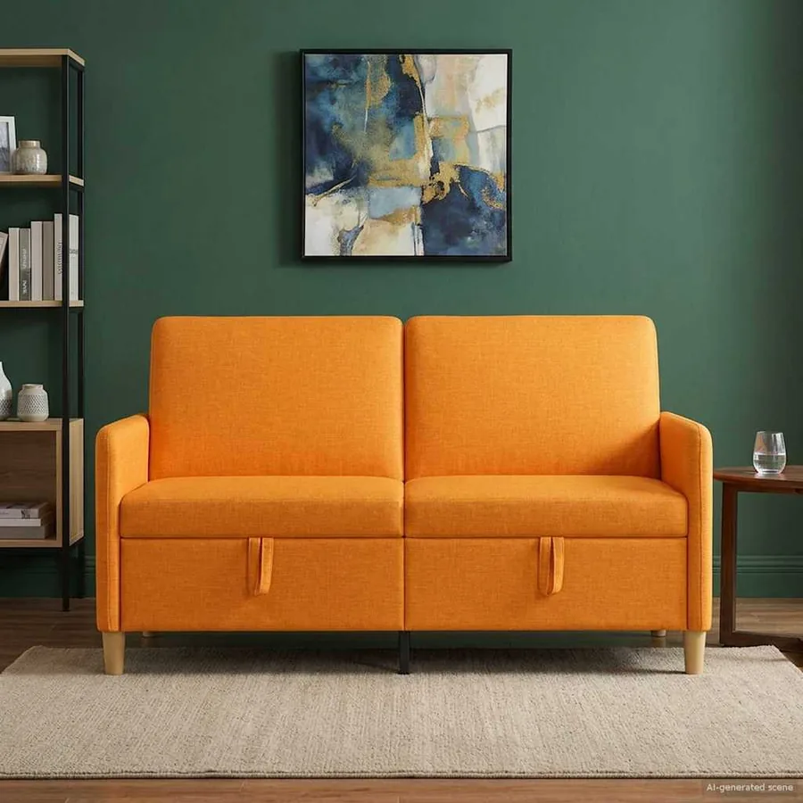 Sofa avec rangement Jaune foncé 152 x 78 x 87 cm Polyester