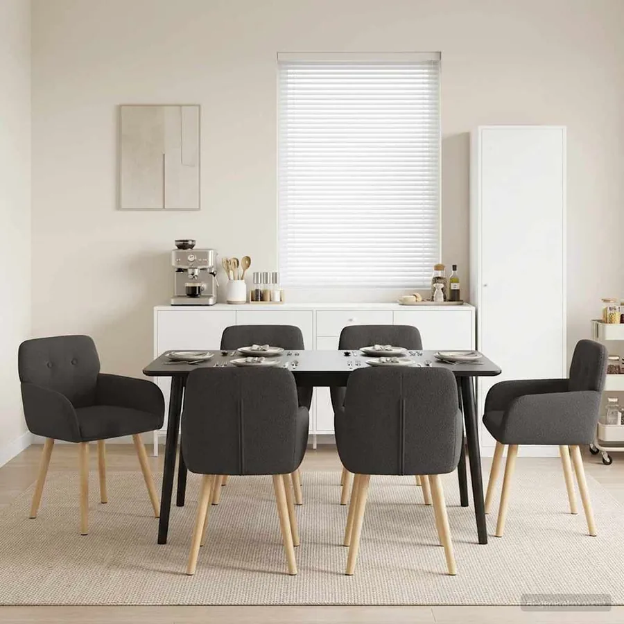 Chaises de salle à manger 6 pcs Bouclé Gris foncé