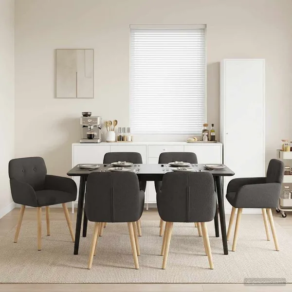 Chaises de salle à manger 6 pcs Bouclé Gris foncé