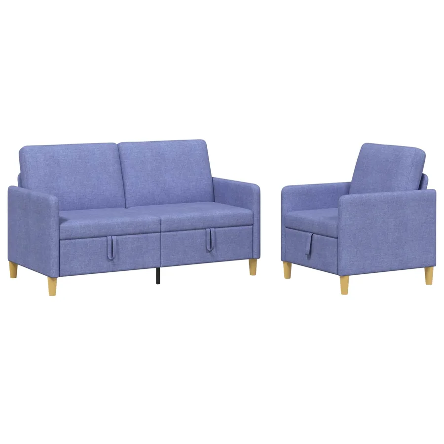 Canapé avec rangement 2 pcs Bleu denim Polyester - 2