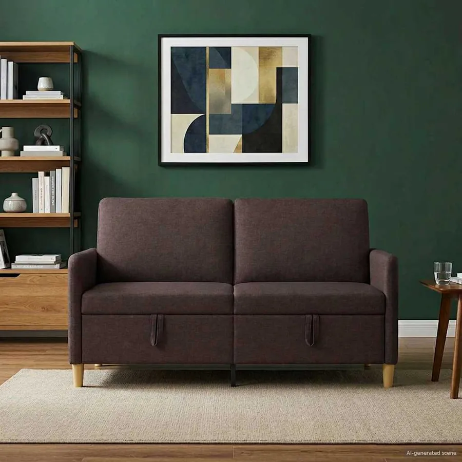 Sofa avec rangement Marron foncé 152 x 78 x 87 cm Polyester