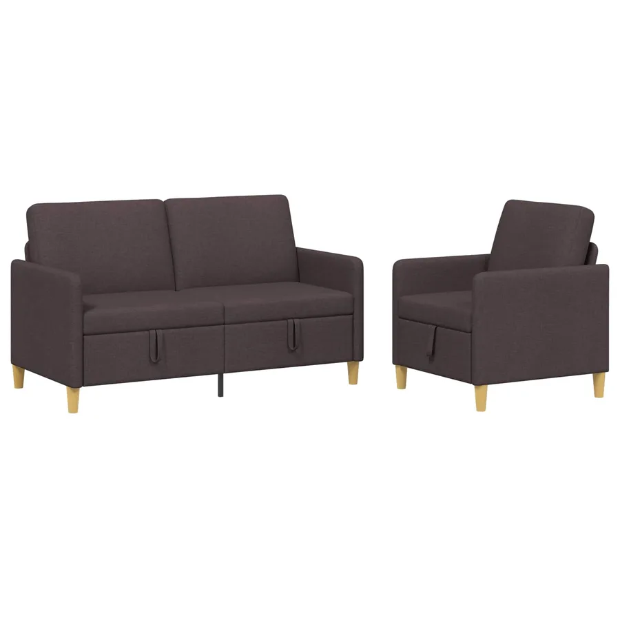 Canapé avec rangement 2 pcs Marron foncé Polyester - 2