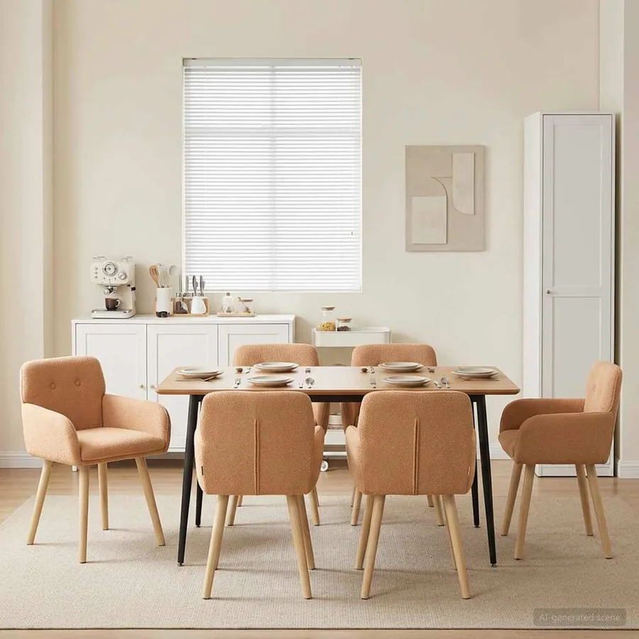 Chaises de salle à manger 6 pcs Bouclé Beige 59 x 57 x 85 cm