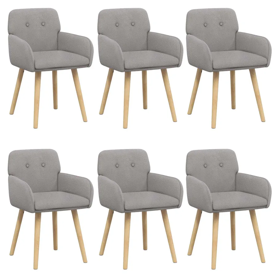 Chaises de salle à manger 6 pcs Bouclé Gris clair - 2