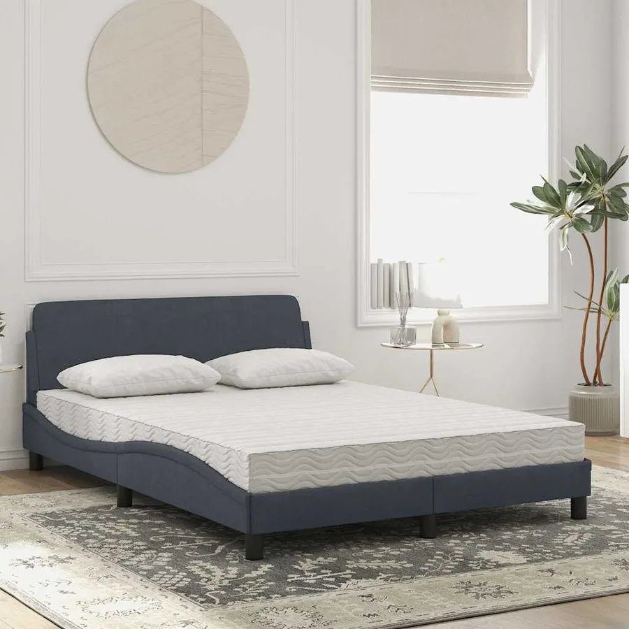 Lit avec matelas Dover gris foncé 140x200 cm velours - 3