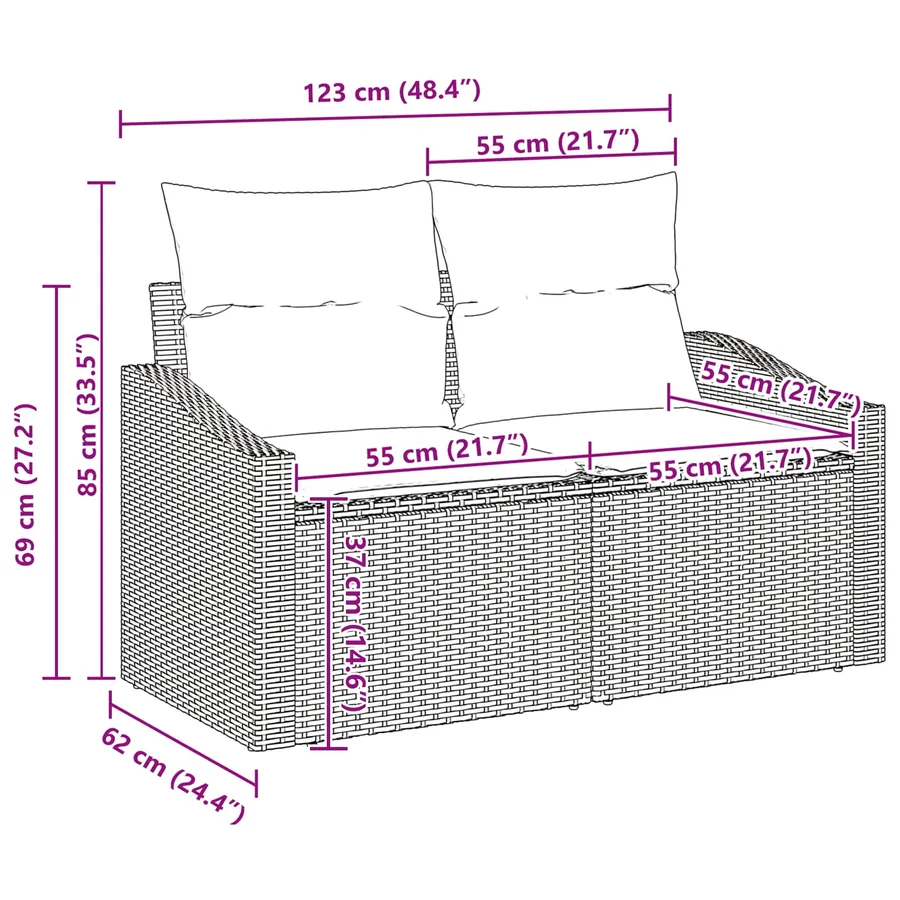 Ensemble de Canapés avec coussin 5 pcs Noir polyrotin - 10