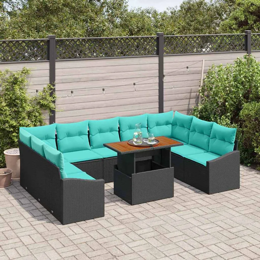 Ensemble de canapé de jardin 10 pc 9-Nombre de places - 3