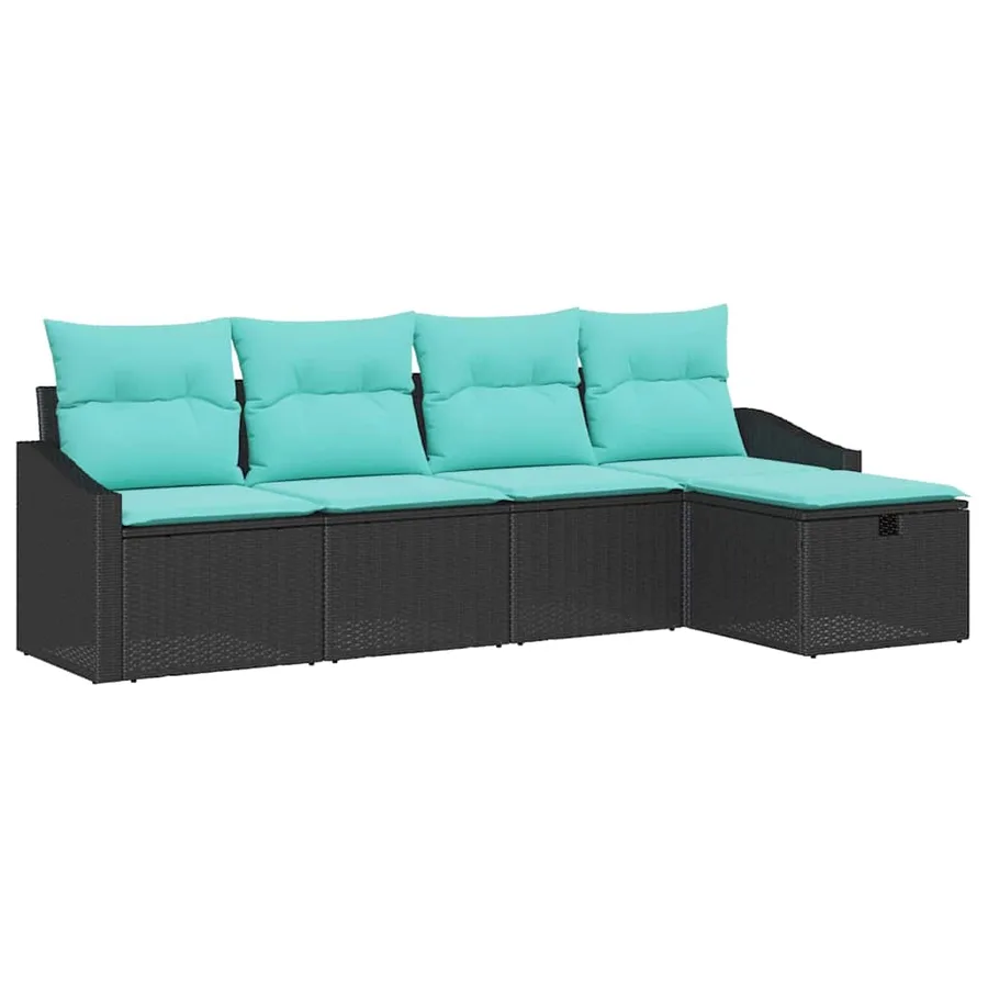 Ensemble de Canapés avec coussin avec stockage Noir polyrotin - 2