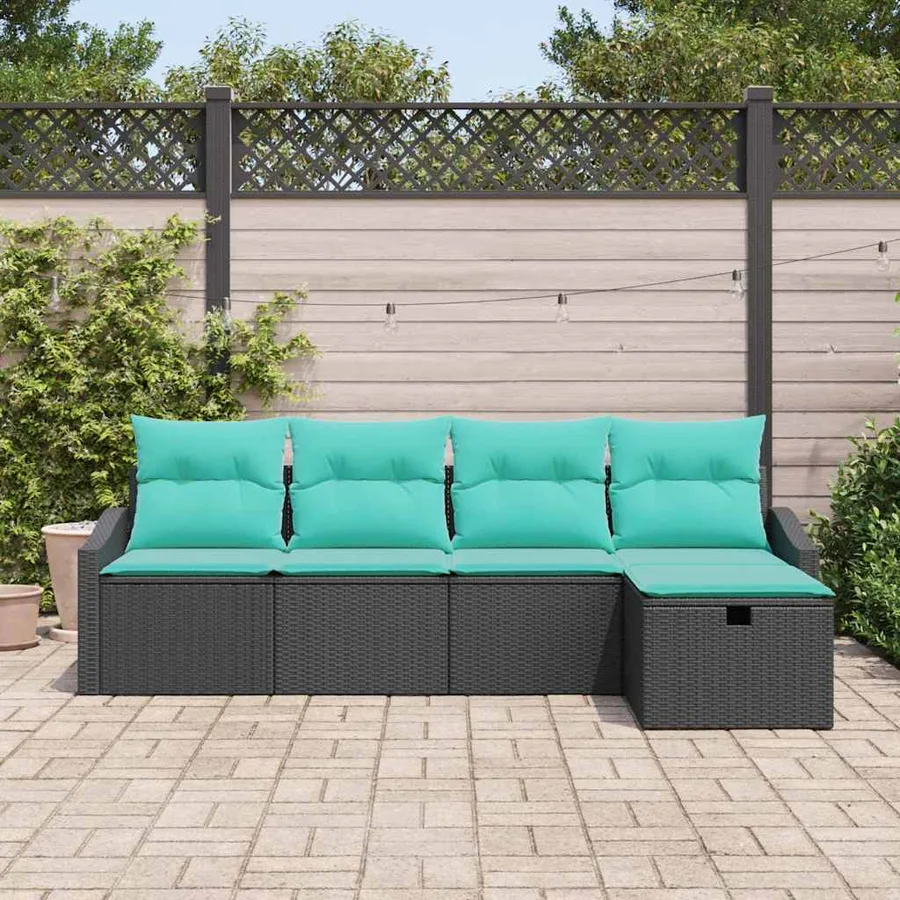 Ensemble de Canapés avec coussin avec stockage Noir polyrotin - 3