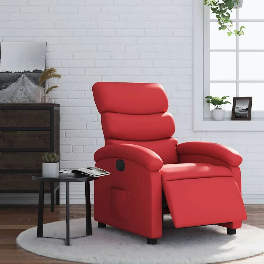 Fauteuil inclinable électrique Rouge Similicuir - 15