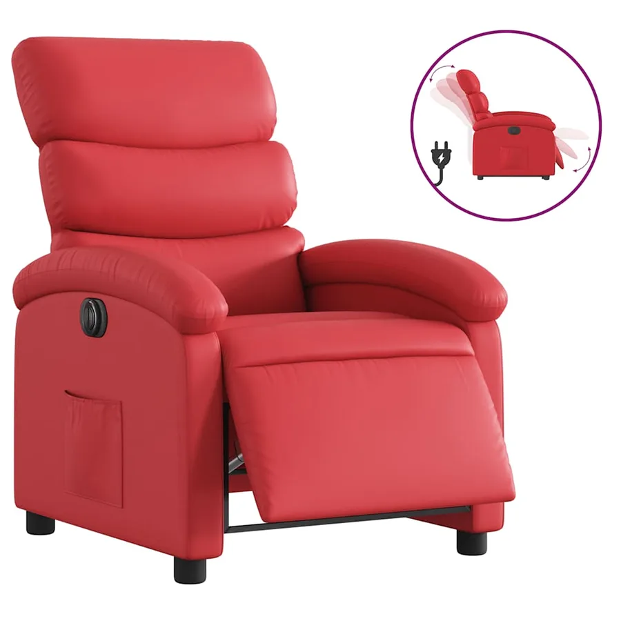 Fauteuil inclinable électrique Rouge Similicuir - 2