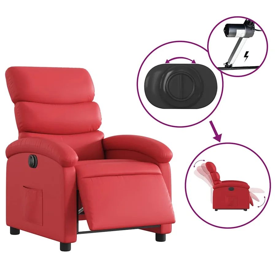 Fauteuil inclinable électrique Rouge Similicuir - 6