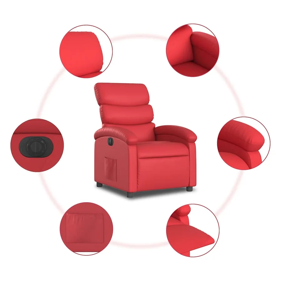Fauteuil inclinable électrique Rouge Similicuir - 8