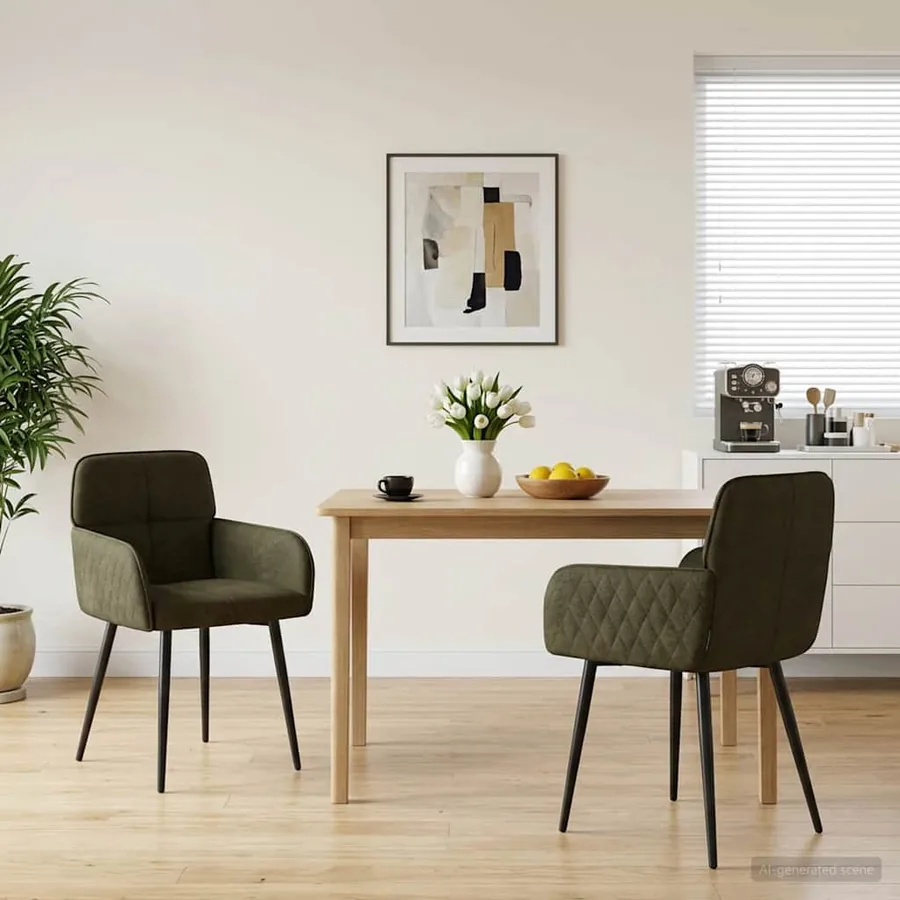 Chaises de salle à manger 2 pcs Simili daim Vert armée