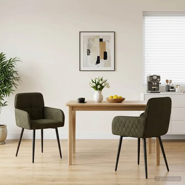 Chaises de salle à manger 2 pcs Simili daim Vert armée