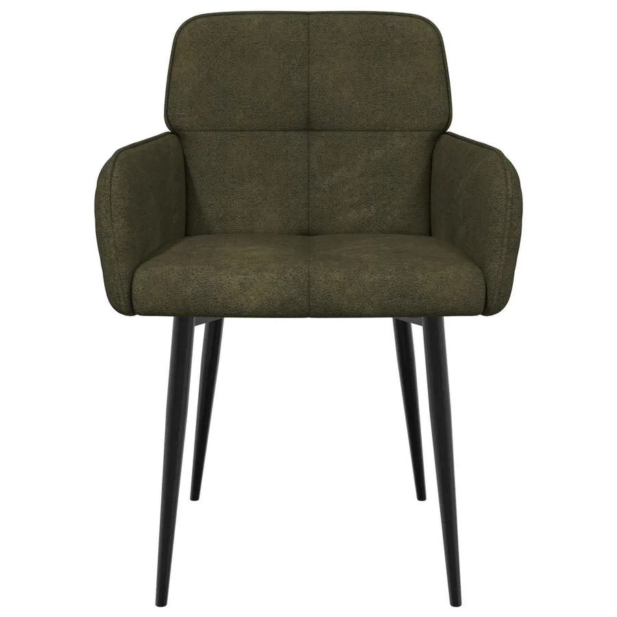 Chaises de salle à manger 2 pcs Simili daim Vert armée - 3