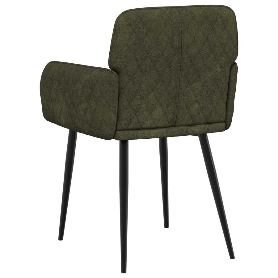 Chaises de salle à manger 2 pcs Simili daim Vert armée - 5