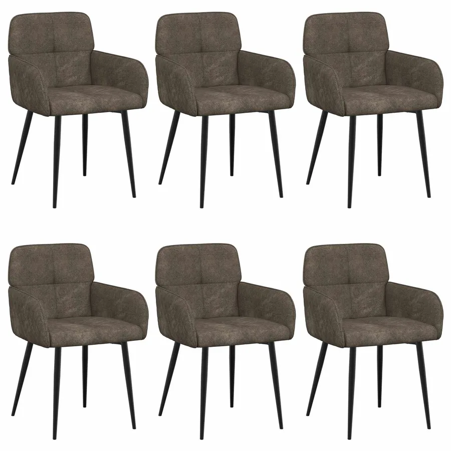Chaises de salle à manger 6 pcs Simili daim Gris foncé - 2
