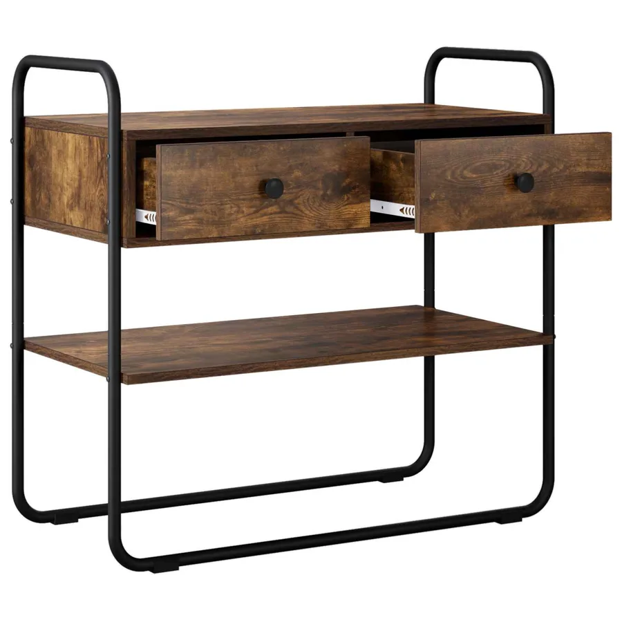 Table console Chêne fumé 80 x 40 x 75 cm Bois d'ingénierie - 4