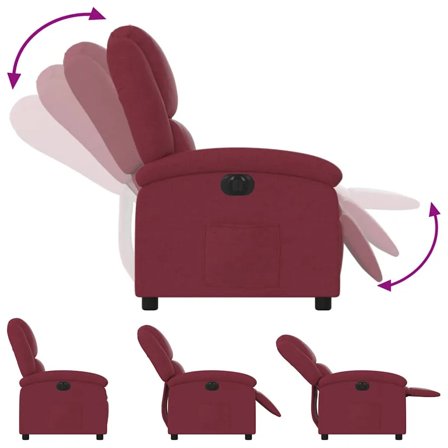 Fauteuil inclinable électrique Rouge bordeaux Tissu - 7