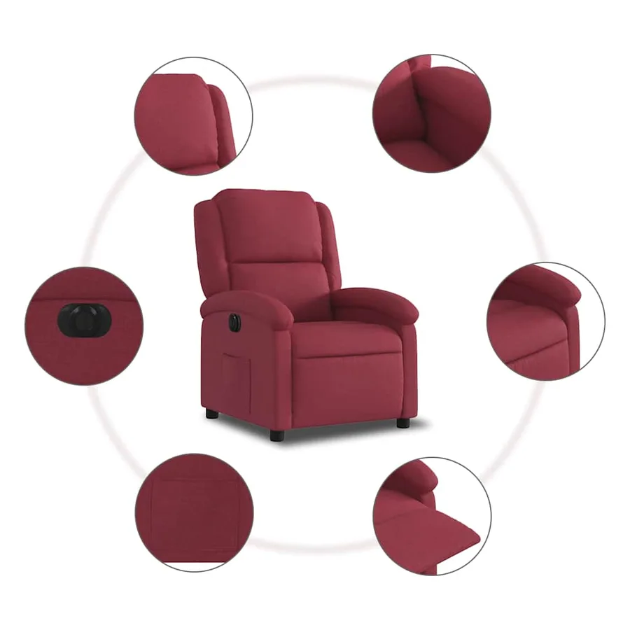 Fauteuil inclinable électrique Rouge bordeaux Tissu - 8