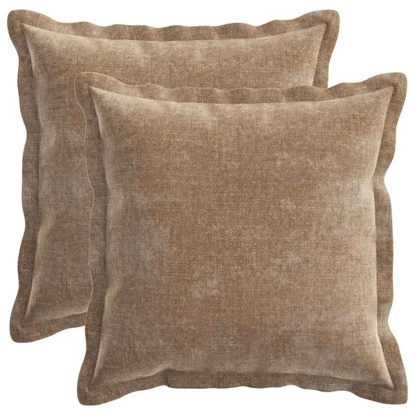 Housse de coussin 2 pcs HOUTEN Marron 50 x 50 cm Tissu Chenille