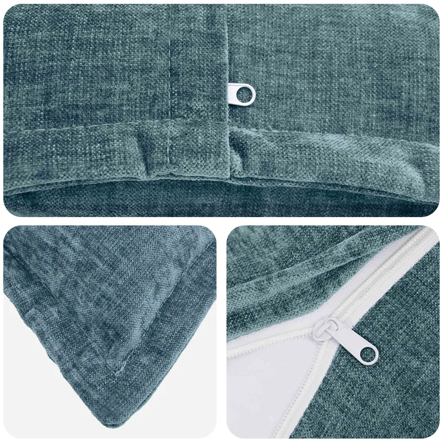 Housse de coussin HEERLEN Bleu 40 x 145 cm Tissu Chenille - 4