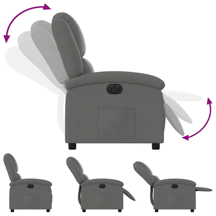 Fauteuil inclinable électrique Gris foncé Tissu - 7