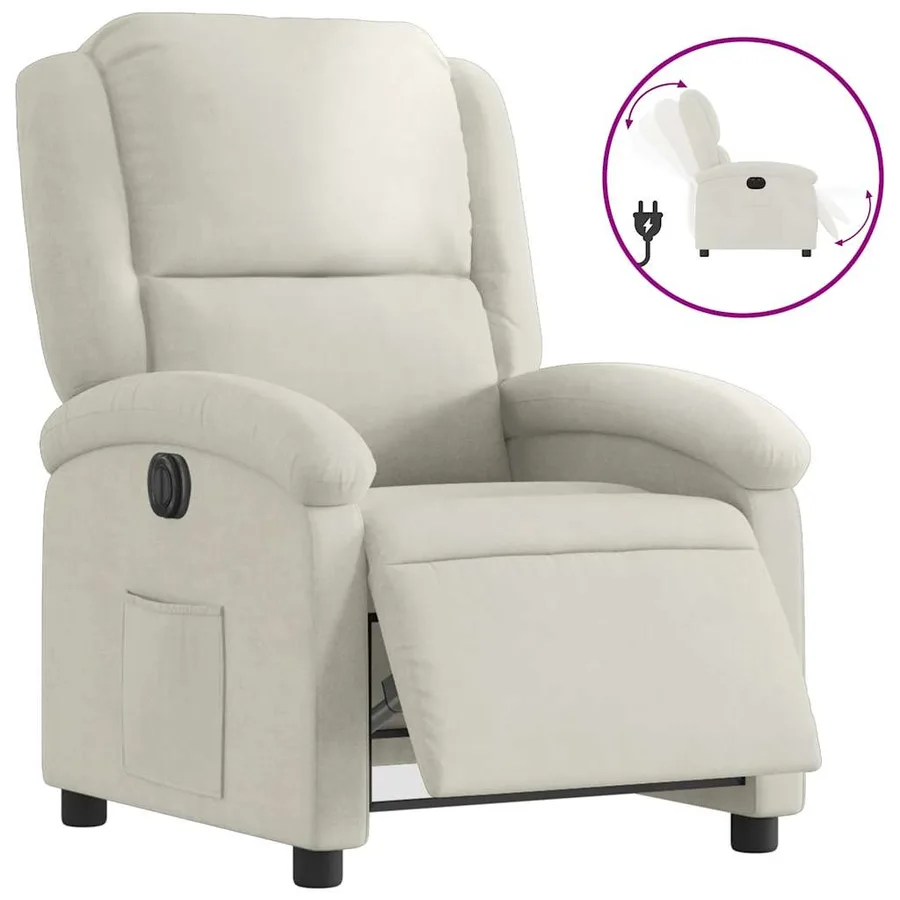 Fauteuil inclinable électrique Crème Velours - 2